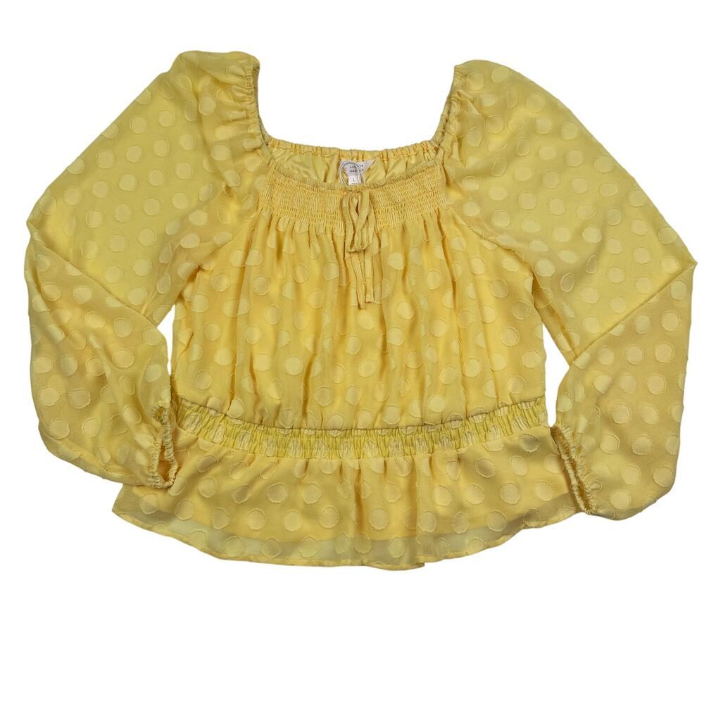 Lauren Conrad Polka Dot Long Sleeve Dressy Blouse Women's Size Large